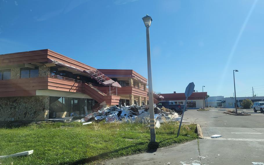 A destroyed building is shown in the aftermath of Hurricane Ian in Englewood, Fla.