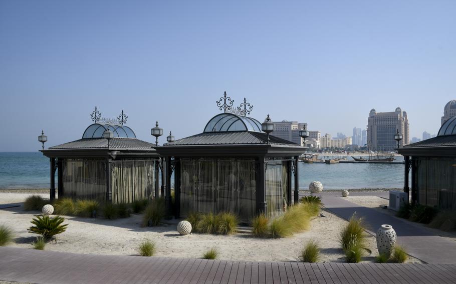 The Katara Cultural Village in Doha, Qatar, has a one-mile-long beach where tourists can go on boat rides and go water skiing.