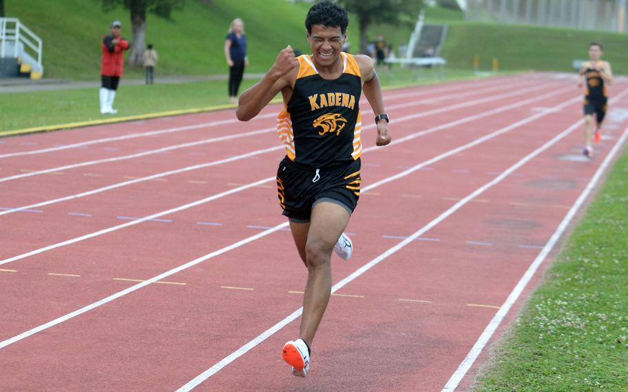 Kadena's Jeremiah Williams won the boys 3,200 in 10 minutes, 43.18 seconds during Friday's Okinawa track and field meet.