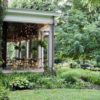 The front porch of Holly Hill Inn in Midway, Ky., where multi-James Beard-nominated chef Ouita Michel’s flagship restaurant is located. 