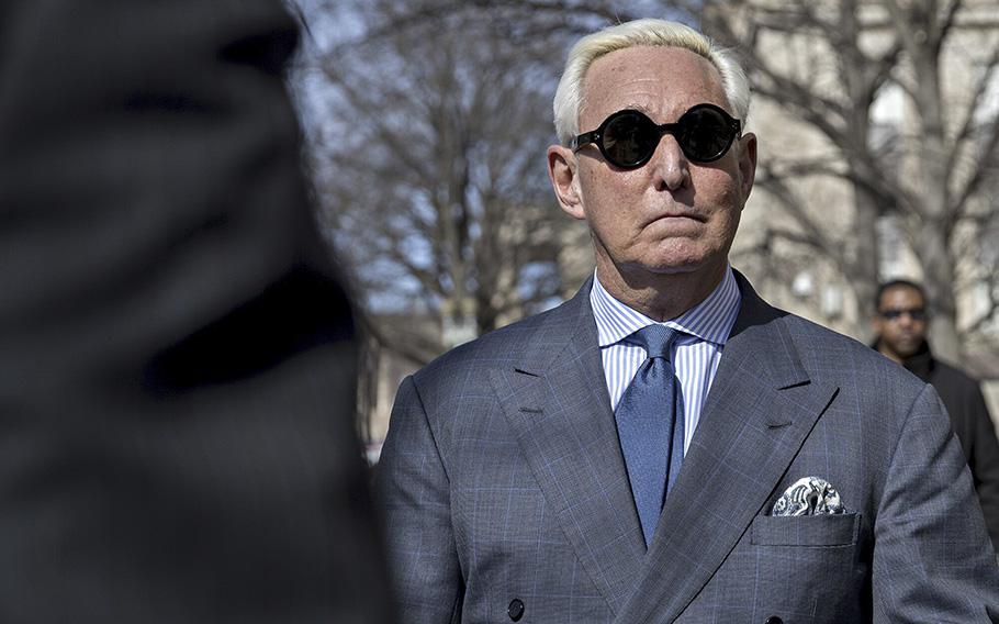 Roger Stone arrives to federal court in Washington, D.C. in 2019.