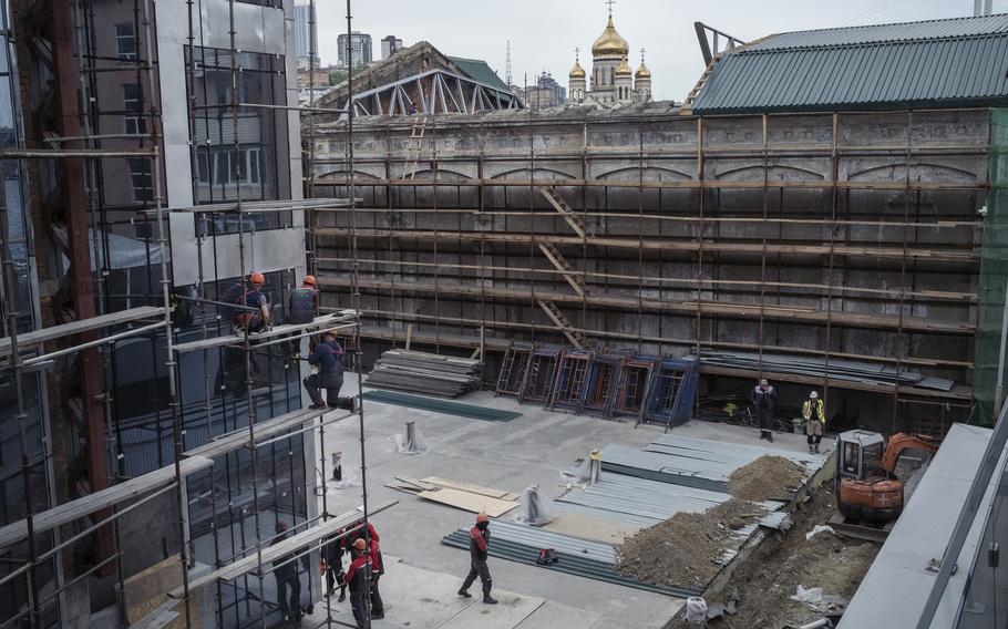 Before the pandemic, many North Koreans worked at this construction site in the center of Vladivostok, Russia.