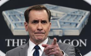 Pentagon spokesman John Kirby speaks during a briefing at the Pentagon in Washington, Monday, Jan. 24, 2022. The Pentagon says that Defense Secretary Lloyd Austin has put about 8,500 troops on heightened alert, so they will be prepared to deploy if needed to reassure NATO allies in the face of ongoing Russian aggression on the border of Ukraine.  (AP Photo/Manuel Balce Ceneta)