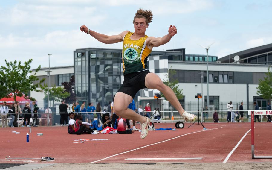 Tristan Neago of SHAPE International High School placed third in the boys long jump at the 2025 DODEA European Track and Field Championships on May 22, 2025, with a jump of 20 feet 5 inches.