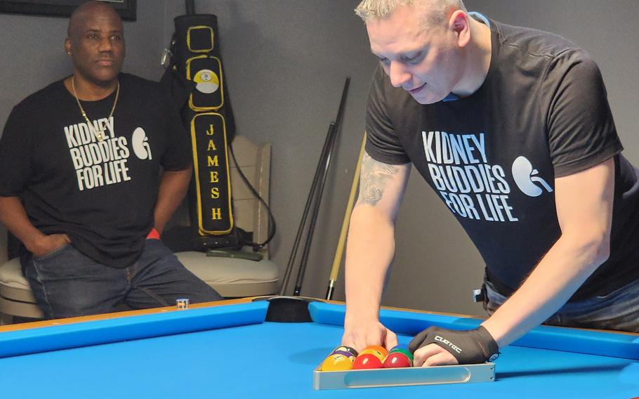 Russ Redhead, right, and James Harris Jr. played a game of pool the night before transplant surgery. 