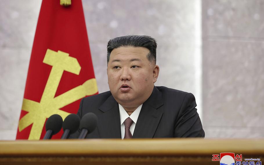 This photo provided Sunday, June 29, 2024, by the North Korean government, shows North Korean leaders Kim Jong Un attending a ruling party’s meeting in Pyongyang, North Korea Friday, June 28.