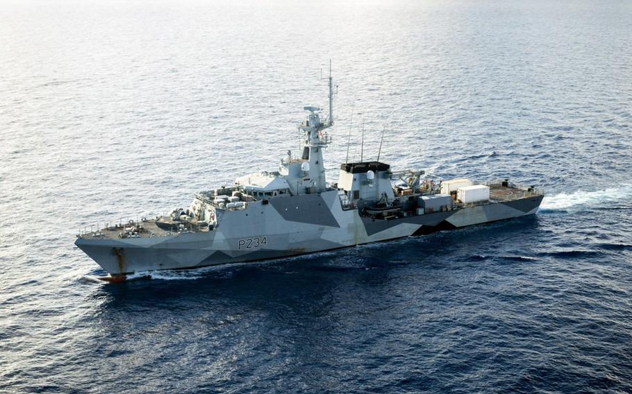A ship at sea.
