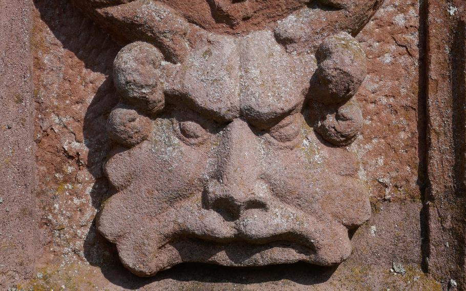 This not-so-friendly-looking guy adorns a column in front of Buerresheim Castle in Germany’s Eifel region.