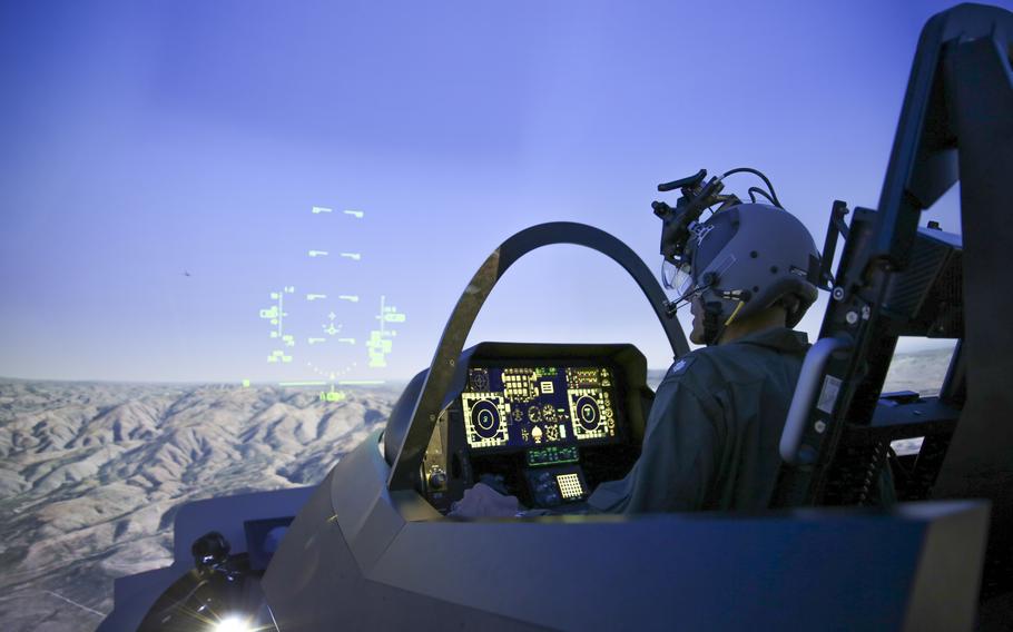A pilot trains in a simulation environment