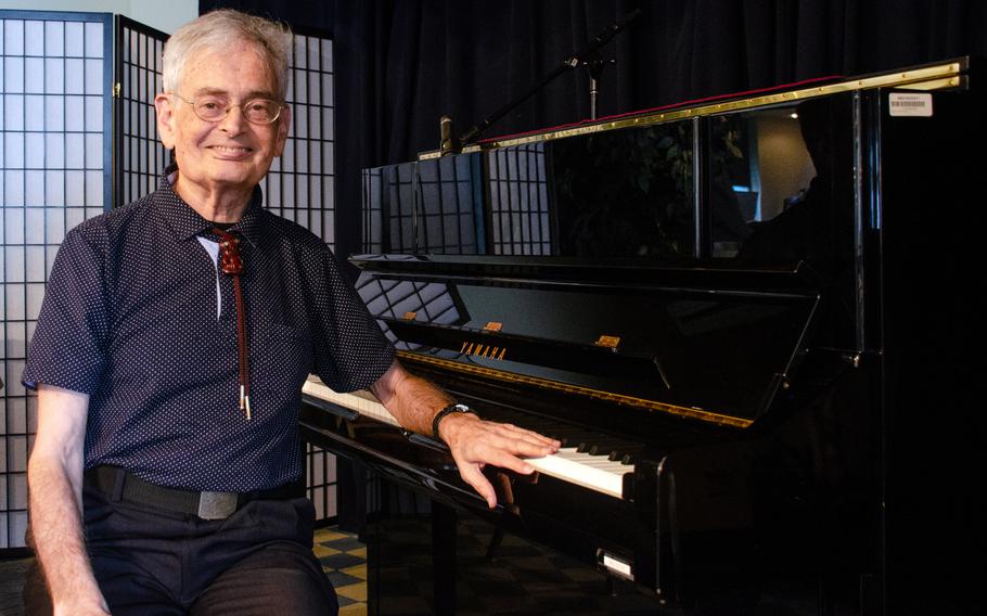Holocaust survivor Janos Cegledy poses in the Officers' Club at Yokosuka Naval Base, Japan, May 10, 2024.