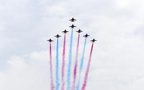 The South Korean air force's BLack Eagles soar in formation during an airpower festival at Osan Air Base, South Korea, May 11, 2025.