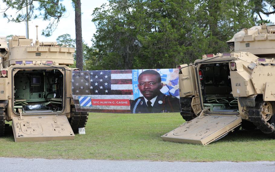 Sgt. 1st Class Alwyn Cashe’s name now graces the primary ceremonial grounds at Fort Stewart, Ga., which were renamed Thursday in honor of the fallen Iraq War hero by 3rd Infantry Division officials as they await word on a proposal to award the Medal of Honor to the soldier.