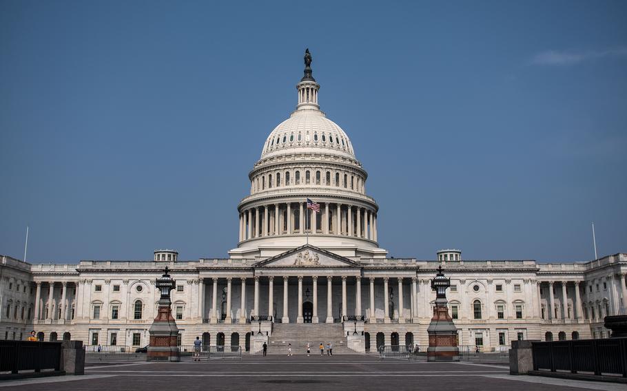 The U.S. Capitol is seen in Washington, D.C., on June 30, 2023.  Defense Department officials on Saturday, Sept. 30, were stressing to House and Senate leadership on both sides of the aisle the importance of approving aid to Kyiv as Ukraine continues to try to fight off Russia’s invasion, according to two people who spoke on condition of anonymity to describe private conversations.