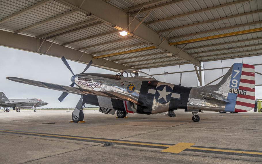 Pictured is a P-51D Mustang static display “Fragile but Agile” featured during The Great Texas Airshow, Saturday, April 6, 2024, at Joint Base San Antonio-Randolph, Texas. 