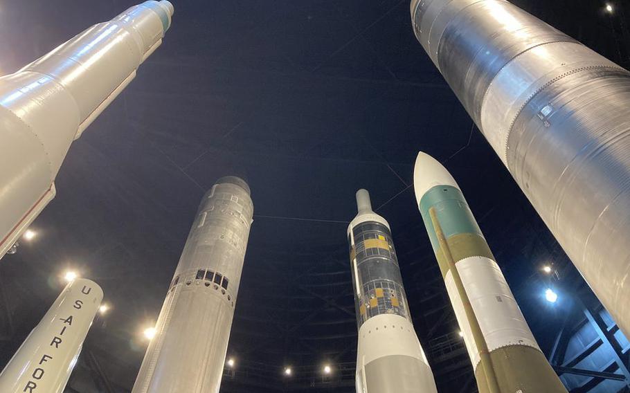 Looking up in the Missile Gallery at the National Museum of the U.S. Air Force in Dayton.