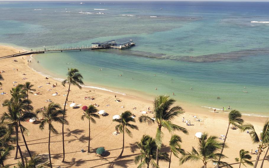 Duke Kahanamoku Beach, located in the Honolulu tourist neighborhood of Waikiki, Hawaii, is pictured on May 21, 2014. Duke Kahanamoku Beach has been ranked No. 2 on the list of the nation’s best beach for 2023, according to the annual ranking released May 18 by the university professor known as “Dr. Beach.”