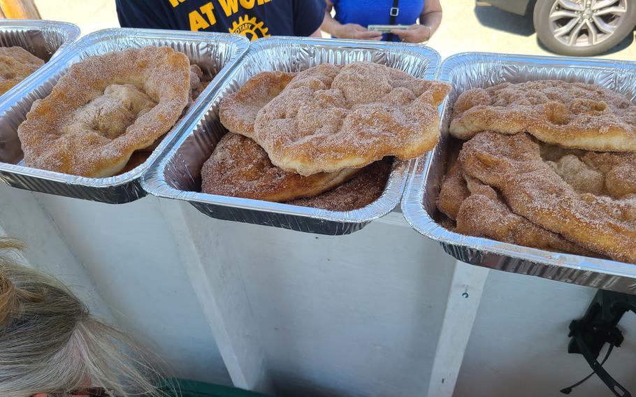 Freshly fried dough boys await customers on a summer day along the Narragansett Bay in Rhode Island.