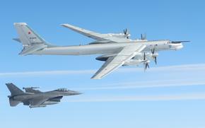 North American Aerospace Defense Command (NORAD) F-16 Fighting Falcon fighter aircraft positively identified and intercepted a Russian Tu-95 military aircraft over the Bering Sea, 22 July 2025. NORAD employs a layered defense network of satellites, ground-based and airborne radars and fighter aircraft to detect and track aircraft and inform appropriate actions. NORAD remains ready to employ a number of response options in defense of North America and meeting presence with presence. (U.S. Department of Defense photo)