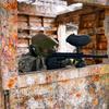 A competitor gets ready to play capture the flag at the Paintball Arena in Cheb, Czech Republic.