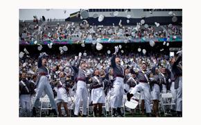Graduating cadets celebrate during the United States Military Academy commencement in West Point, New York, U.S., May 25, 2024. REUTERS/Eduardo Munoz