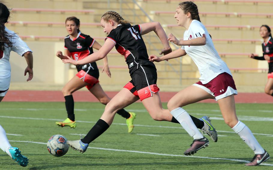 Sophomore Madylyn O'Neill is one of a core threesome of players headlining E.J. King's girls soccer team.