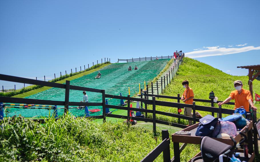 Grass-sledding is just one of many activities available at Soleil Hill Park near Yokosuka Naval Base, Japan. 