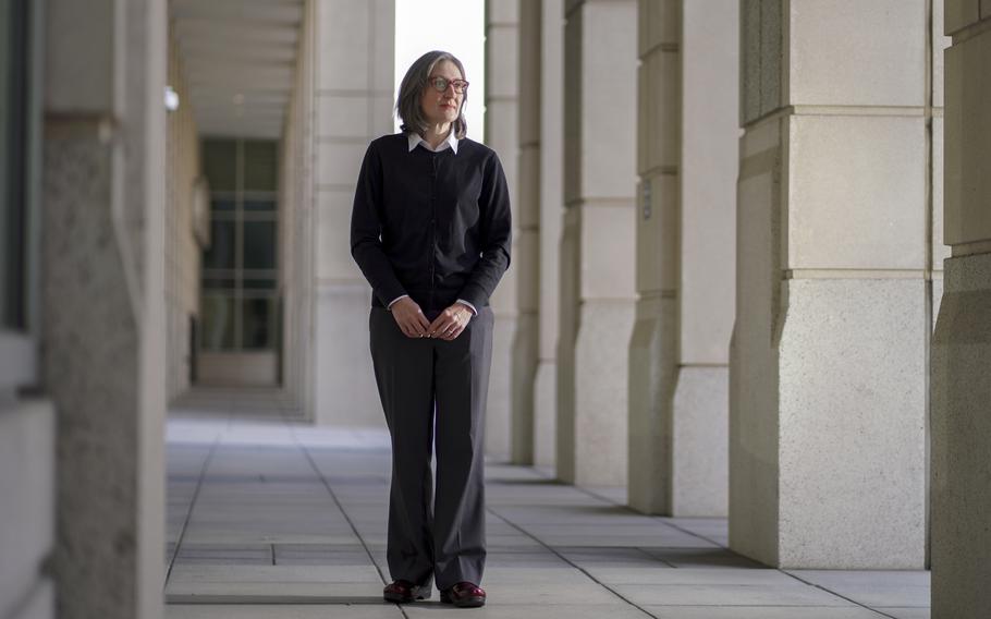 Historian Ann Schneider on April 4, 2022, in Washington. Schneider is the Latin American historian for U.S. Immigration and Customs Inforcement.