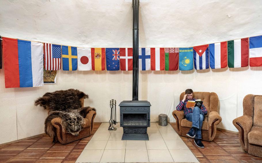 Nikita Zimov reads his science station, used as a base for international research into arctic ecology.  