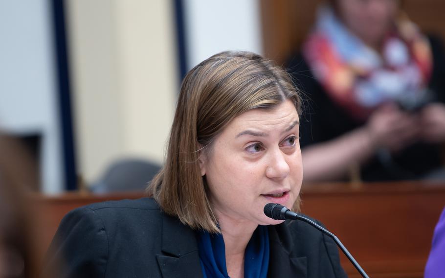 Rep. Elissa Slotkin, D-Mich., speaks during a House Armed Services Committee hearing on Thursday, Feb. 29, 2024, on Capitol Hill in Washington, D.C.