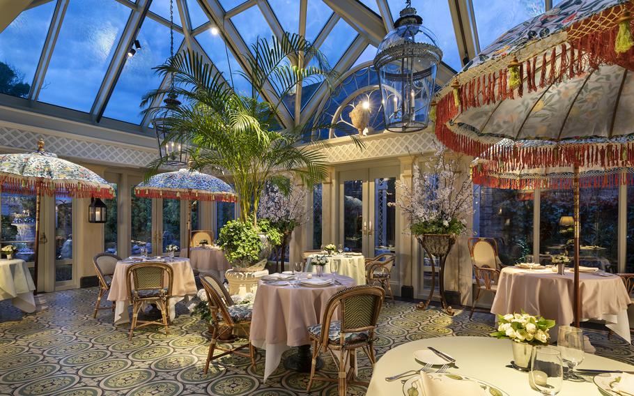Inside The Inn at Little Washington’s conservatory. 