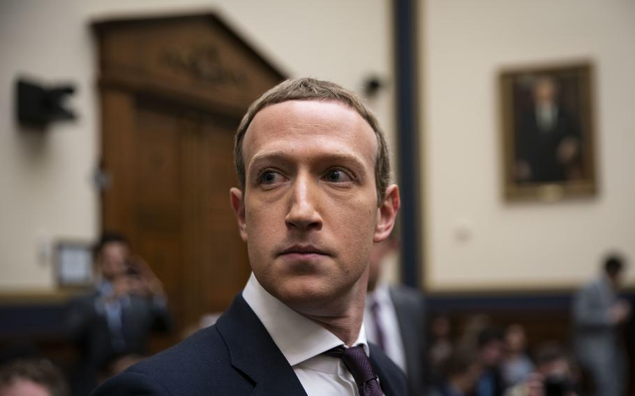 Mark Zuckerberg during a House Financial Services Committee hearing in Washington, D.C., in 2019. 