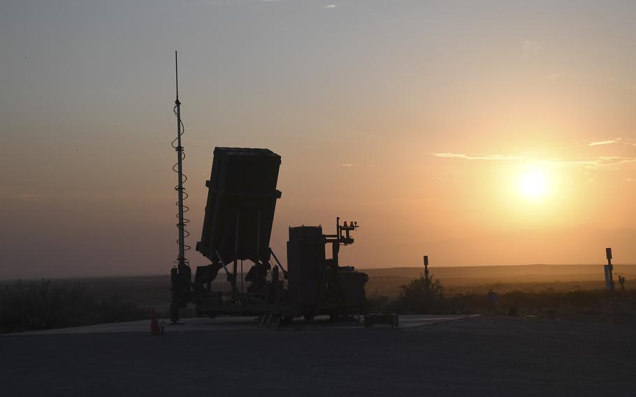 An Israeli Iron Dome Missile Defense system is tested during a live-fire exercise at White Sands Missile Range in New Mexico in August 2021. 