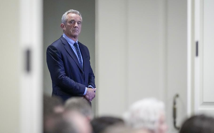 Robert F. Kennedy Jr. waits to speak at a First Principles Forum event May 25 in Indianapolis. The 69-year-old has become President Biden’s most surprising and successful competitor in the six weeks since announcing a long-shot campaign. 