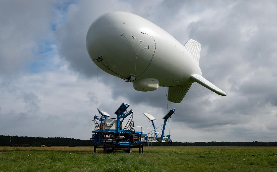An autonomous aerostat is used during exercise Arcane Thunder, organized by the U.S. Army's 2nd Multi-Domain Task Force, in Ustka, Poland, on Sept. 4, 2023.