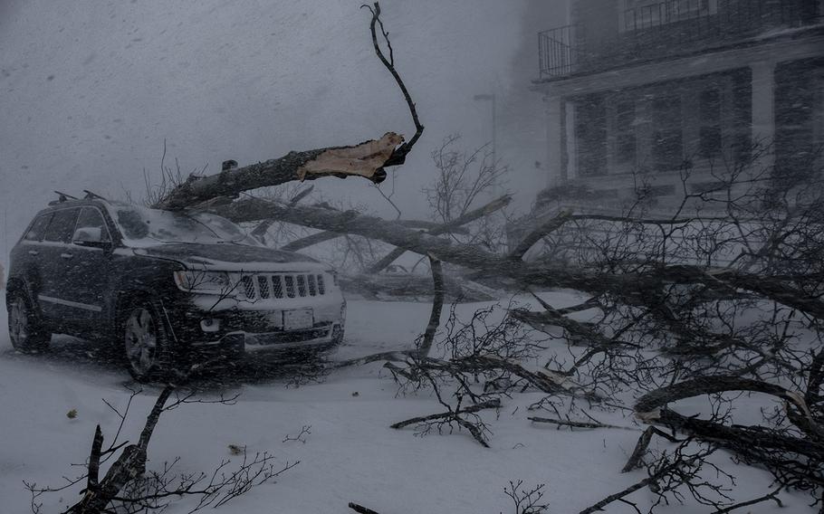 A vehicle bears the brunt of the vicious winter storm that Buffalo is dealing with.