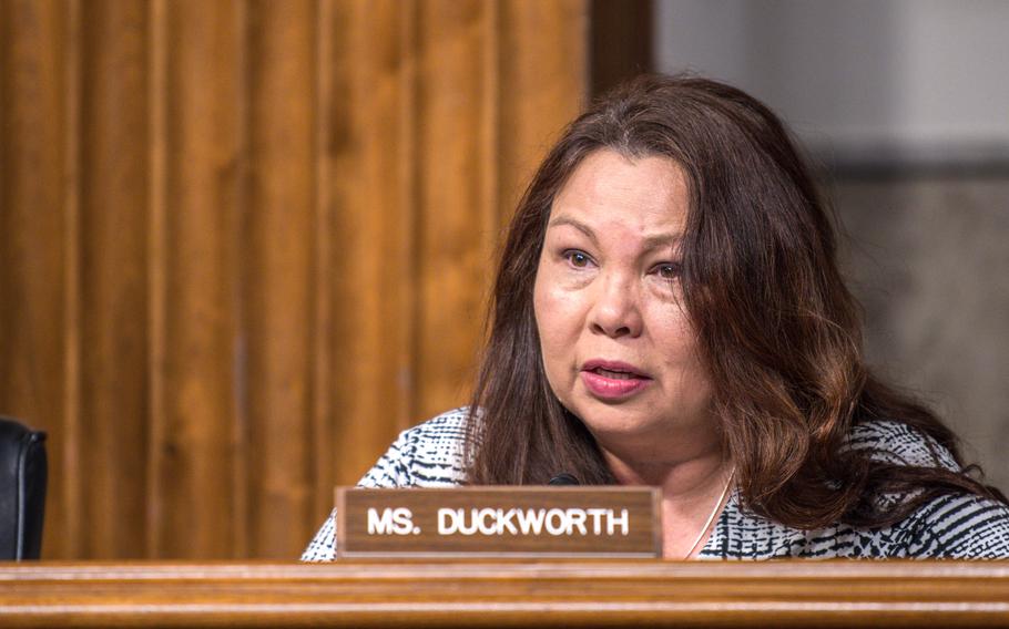 Sen. Tammy Duckworth, D-Ill., attends a hearing on Capitol Hill in Washington, D.C., on July 11, 2023.
