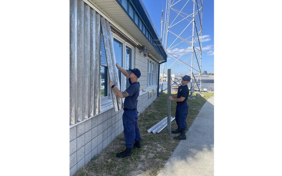 Coast Guard Station Panama City personnel prepare unit for Hurricane Ian Sept. 25, 2022, in Panama City, Fla. Units across the Gulf Coast are preparing for Hurricane Ian's arrival. 