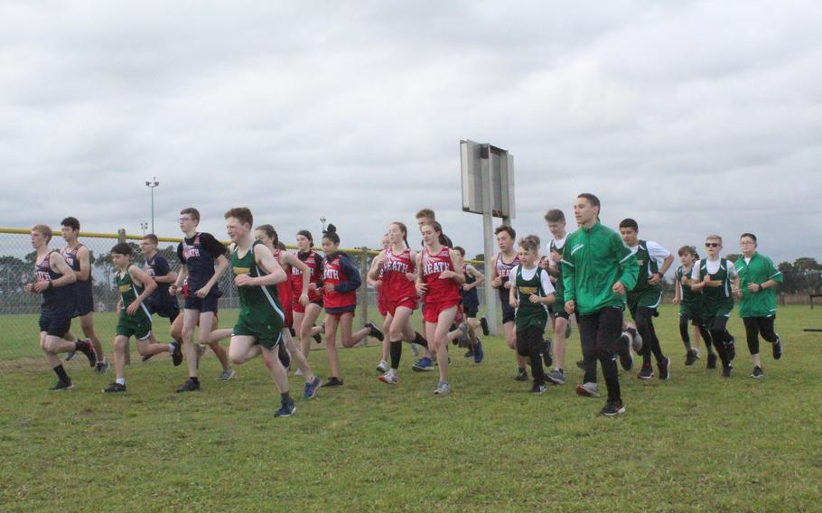 The Lakenheath Lancers and the Alconbury Dragons cross country teams competed against each other in a race Saturday Oct. 16, 2021. 