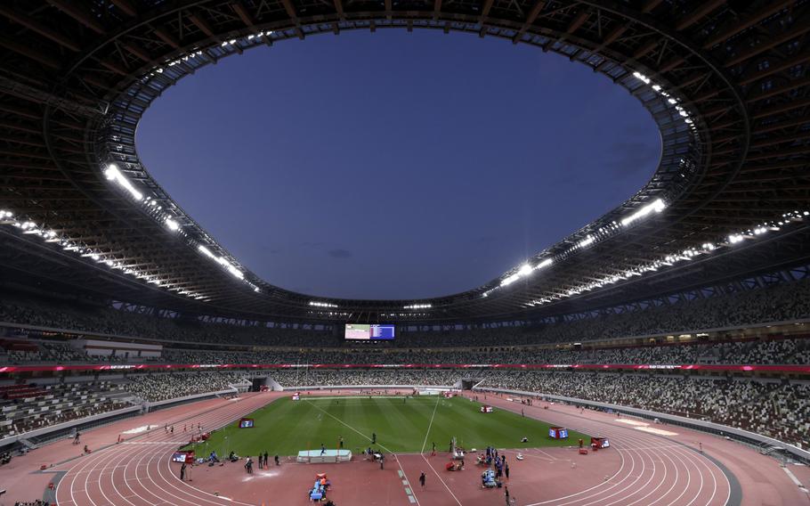 The National Stadium during a test event for Tokyo 2020 on May 9, 2020.