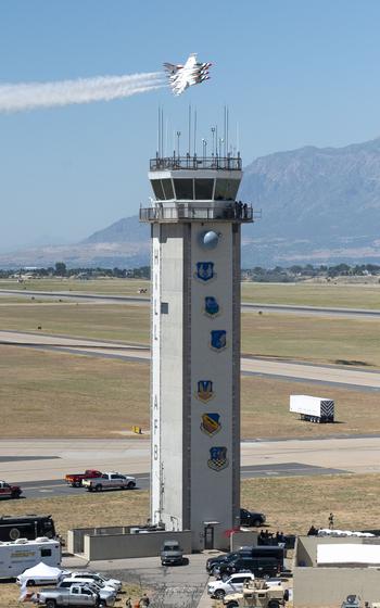 Crowds gather to watch the U.S. Air Force Air Demonstration Squadron, the “Thunderbirds,” perform as part of the Warriors over the Wasatch air show at Hill Air Force Base, Utah, June 29, 2024. 