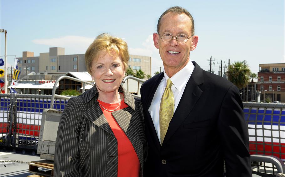 Texas Congresswoman Kay Granger and Lockheed Martin Chairman and CEO Bob Stevens on the future USS Fort Worth, Sept. 21, 2012.