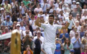 FILE - Serbia's Novak Djokovic celebrates defeating Australia's Thanasi Kokkinakis in a singles tennis match on day three of the Wimbledon tennis championships in London, Wednesday, June 29, 2022. Reigning Wimbledon champion Novak Djokovic famously decided not to get vaccinated against COVID-19 — which prevented him from playing at the Australian Open in January following a legal saga that ended with his deportation from that country, and, as things currently stand, will prevent him from entering the United States to compete at the U.S. Open in August. (AP Photo/Alastair Grant, File)