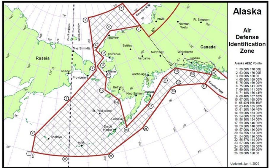 The map of the zone, between Russia and Alaska.