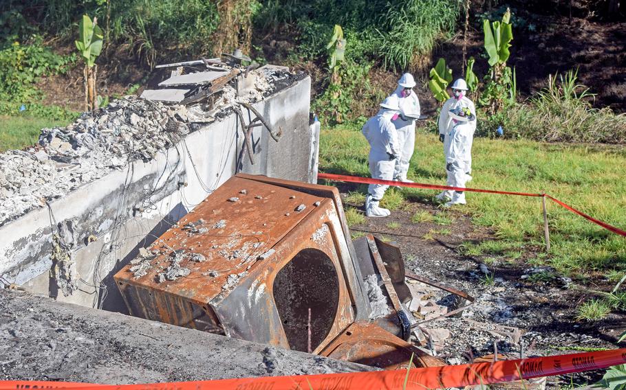 Workers begin a hazardous-site assessment on a property in Kula, Maui, Hawaii, under the oversight of the U.S. Army Corps of Engineers.