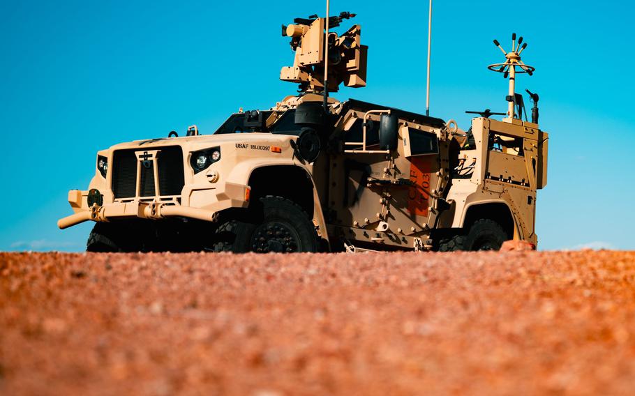 Airmen maneuver a Joint Light Tactical Vehicle.
