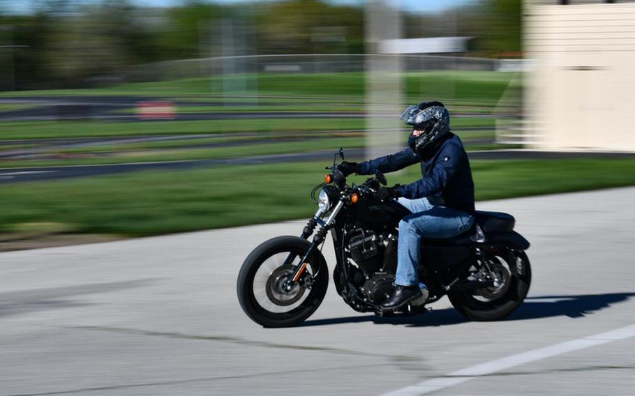 Riders can get their motorcycles blessed by clergy and enjoy a communal cookout during the open-air church service of the German American Veterans Initiative April 27, in Huetschenhausen, Germany.