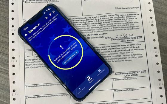 The Remonon mobile app being tested by Installation Management Command-Europe allows users to scan purchase receipts and file claims for VAT reimbursement directly from their smartphones. The pilot program is being expanded to include 200 more testers.