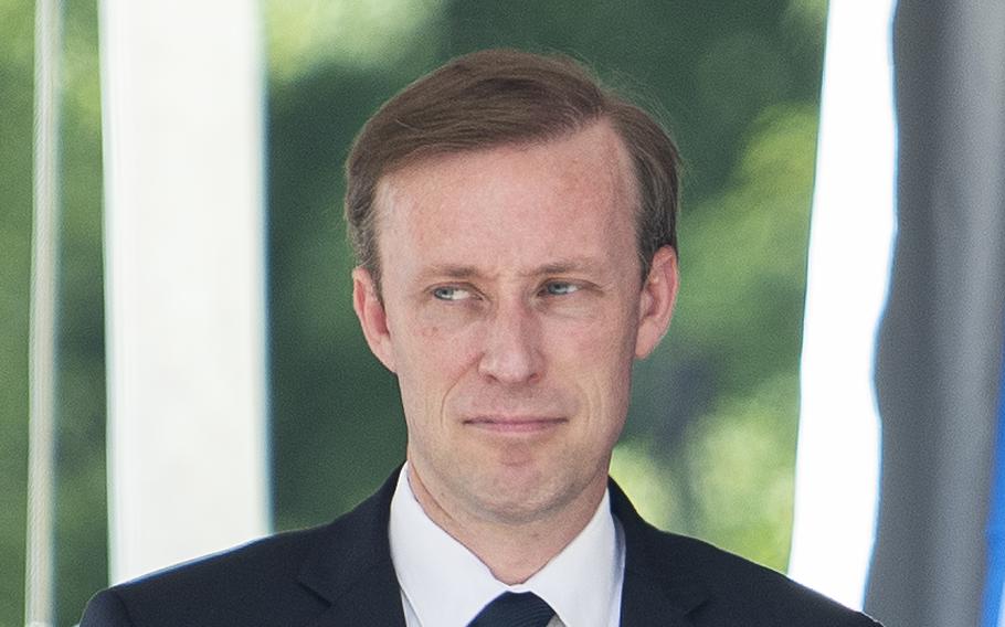 U.S. national security adviser Jake Sullivan attends a ceremony in Washington, D.C., on July 27, 2022. Sullivan’s office on Tuesday, Aug. 23, issued a statement reaffirming the U.S. “commitment to ensure Iran never acquires a nuclear weapon.” 