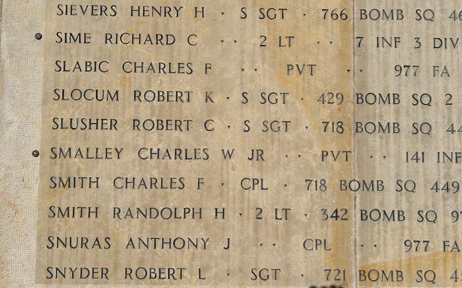 A list of names engraved on a beige wall.