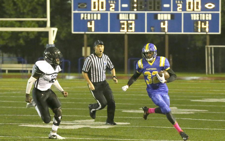 Yokota's DeShawn Bryant returns a punt in the waning moments of regulation time with the score still deadlocked at 0-0.